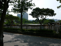 view of the City of Dreams Casino from outside the Jardim da Cidade das Flores, Taipa, Macau