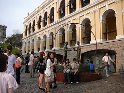 Statue in front of the ruins of St Paul's, Macau